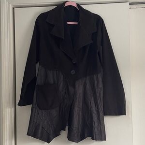 Animale Lightweight Chocolate Brown Faux Suede Crinkle Lagenlook Jacket Coat